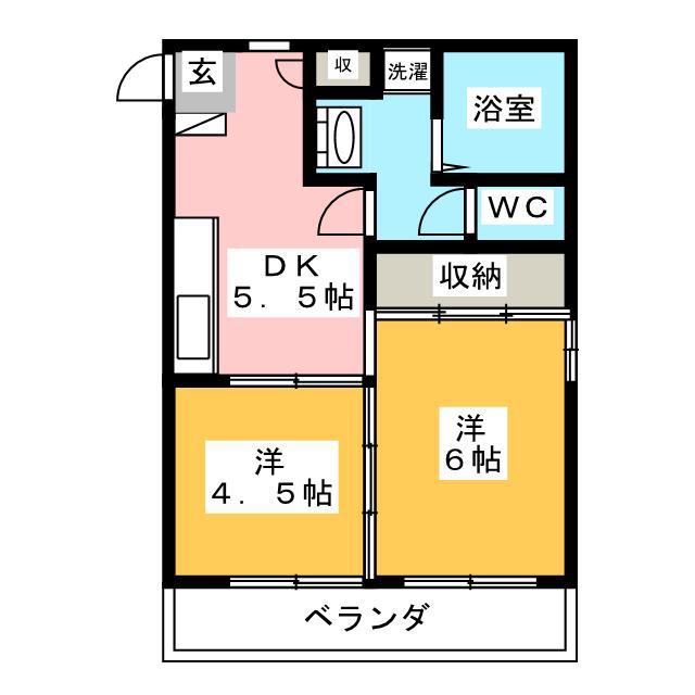 芦山ビル(2DK/3階)の間取り写真