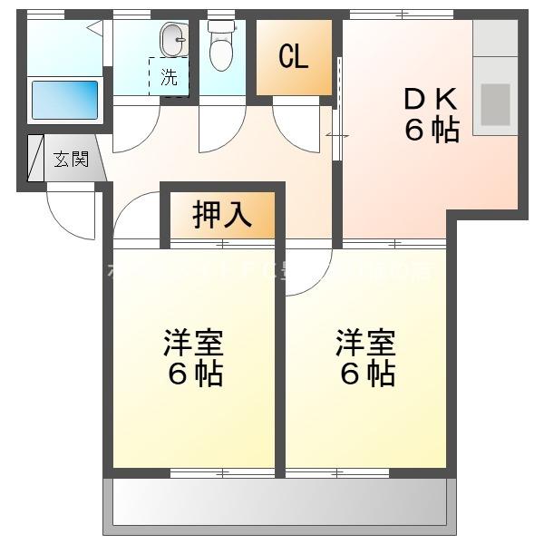 シェソワ一色壱番館(2DK/1階)の間取り写真