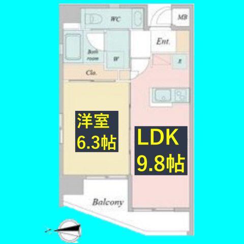 レインボーピア八熊(1LDK/5階)の間取り写真
