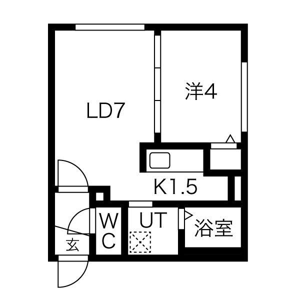 ラフィーネ栄町(1LDK/2階)の間取り写真