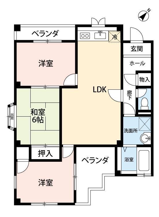 サントップタウンズ6(3LDK/1階)の間取り写真