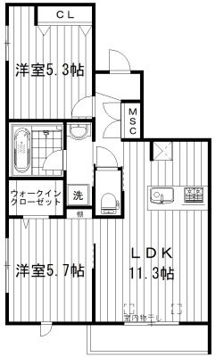 SEASON TERRACE(2LDK/3階)の間取り写真