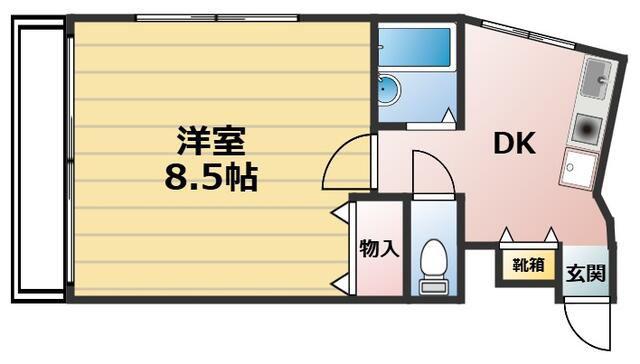 Kハイツ(1DK/3階)の間取り写真