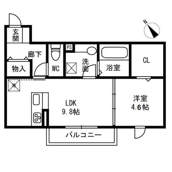 ヴェルドミール・ドゥエ(1LDK/1階)の間取り写真