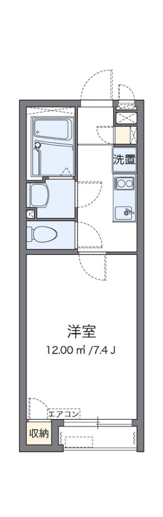 クレイノスヨン(1K/1階)の間取り写真