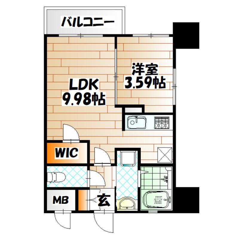 GALA PLATINUM COURT(1LDK/10階)の間取り写真