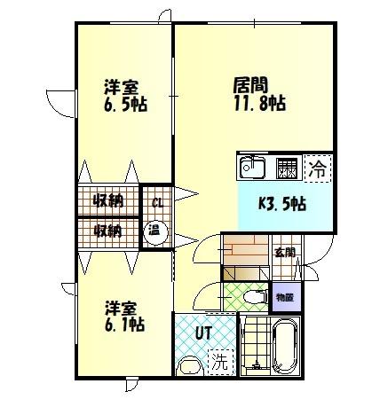 メゾンティストQ(2LDK/2階)の間取り写真