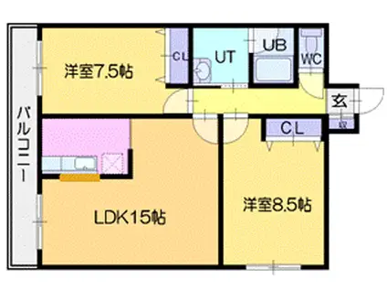 サンハイム・フルール(2LDK/1階)の間取り写真