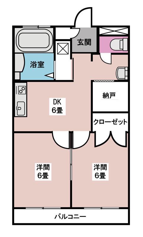 サンヒルズ太田南(2SDK/3階)の間取り写真
