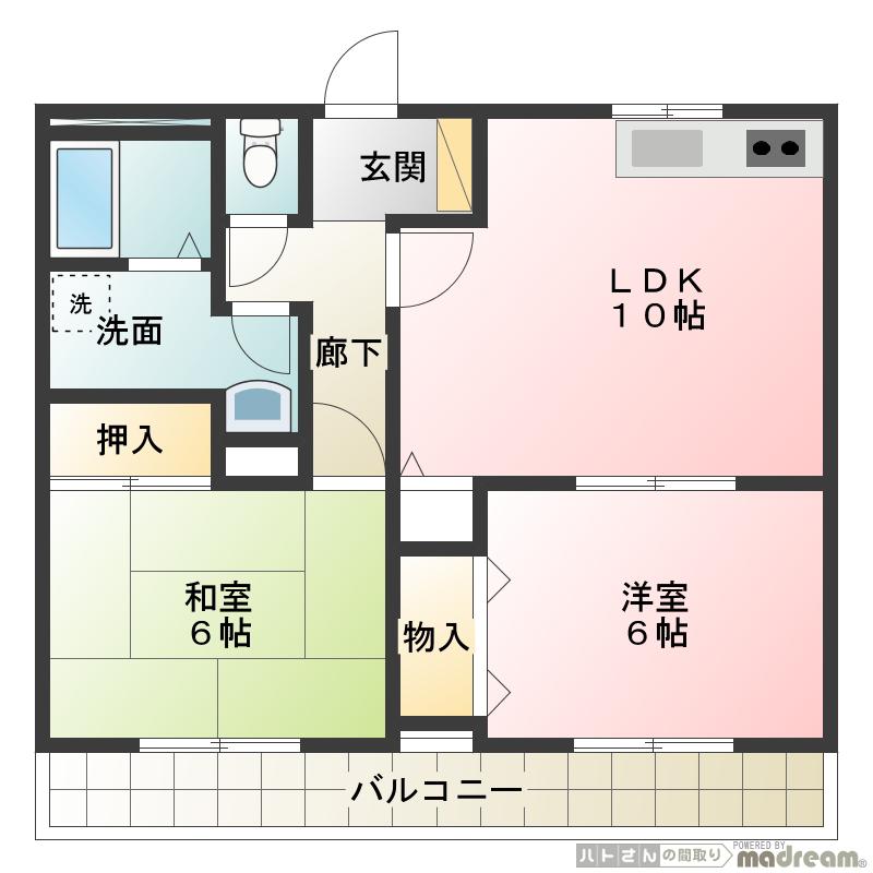 NSハイツB(2LDK/1階)の間取り写真