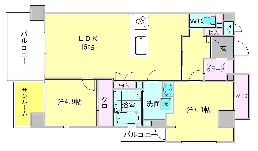 ALIVIO76(2LDK/7階)の間取り写真