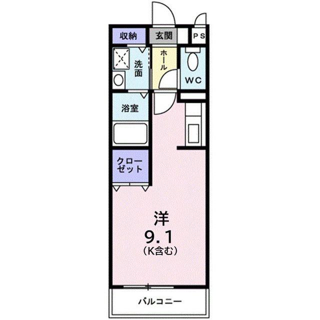 ジュネス 4(ワンルーム/3階)の間取り写真