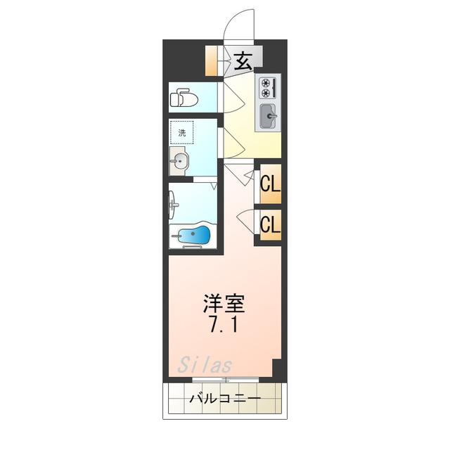 S-RESIDENCE高井田CENTRAL(1K/5階)の間取り写真