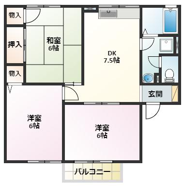 リヴェールIII(3DK/2階)の間取り写真