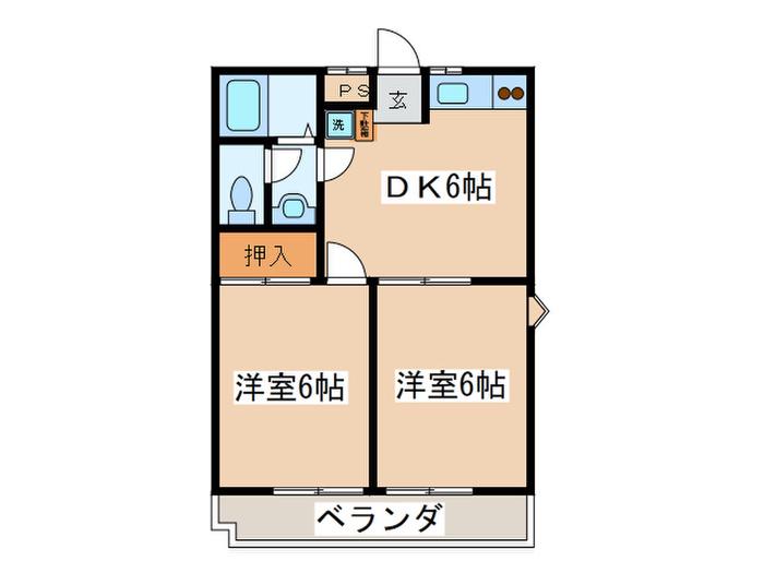 グランドール武藤(2DK/1階)の間取り写真