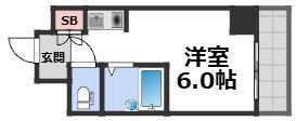 ドミール堺筋本町(ワンルーム/11階)の間取り写真