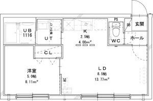 FELICE(1LDK/2階)の間取り写真