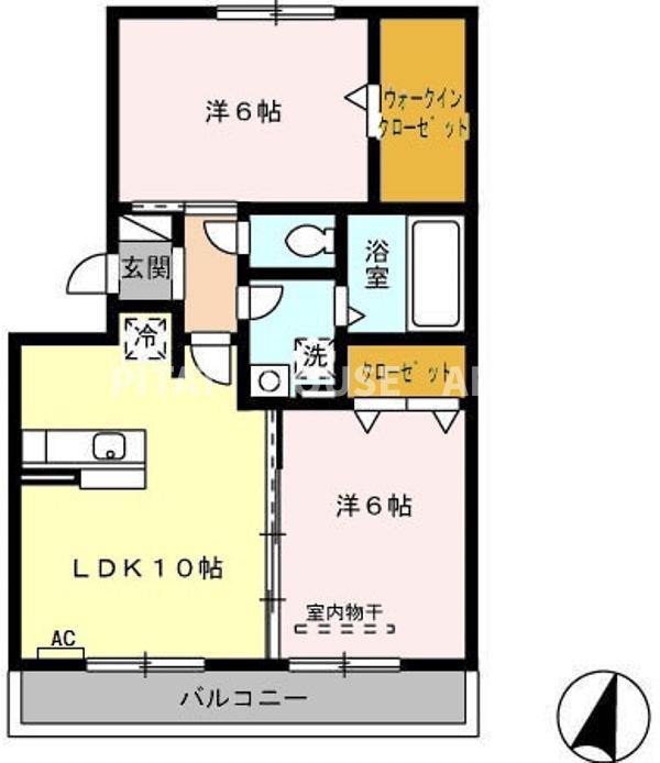 名鉄西尾線 桜井駅(愛知) 徒歩12分 3階建 築17年(2LDK/2階)の間取り写真