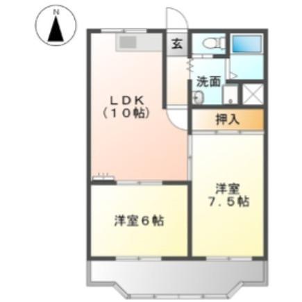 マンション川西(2LDK/3階)の間取り写真