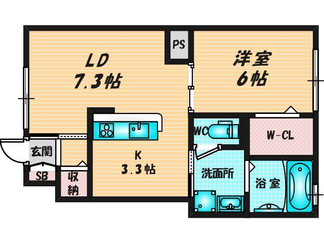 ラガール(1LDK/1階)の間取り写真