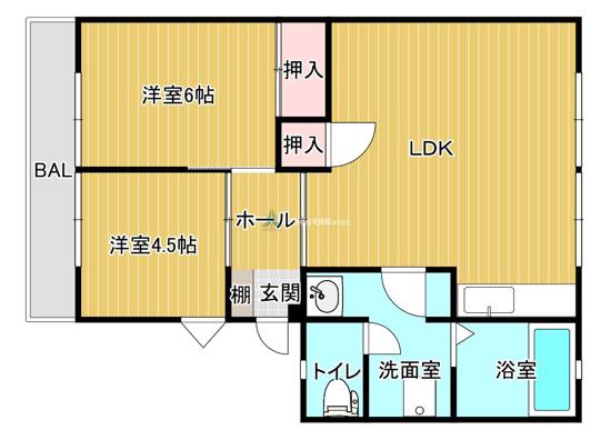 グレースコーポ合川A棟(2LDK/1階)の間取り写真