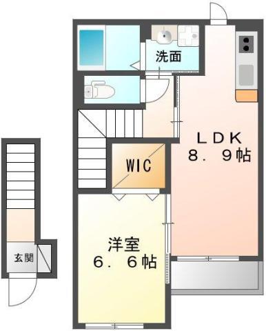 ネスト応神(1LDK/2階)の間取り写真