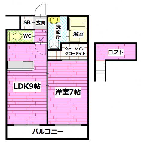 オリオリシティV(1LDK/2階)の間取り写真