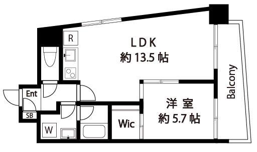 リヴェール・キワ(1LDK/9階)の間取り写真
