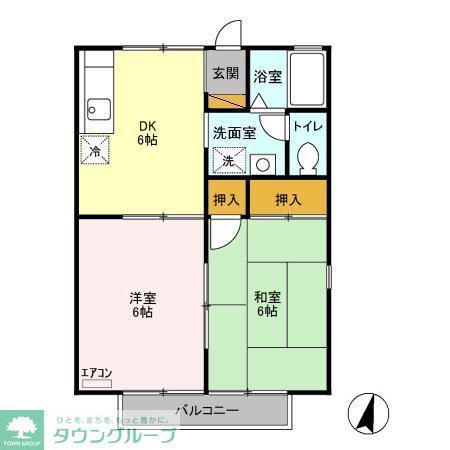 スターハイツ AB(2DK/2階)の間取り写真