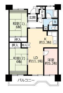 UR武庫川 28号棟(3LDK/5階)の間取り写真