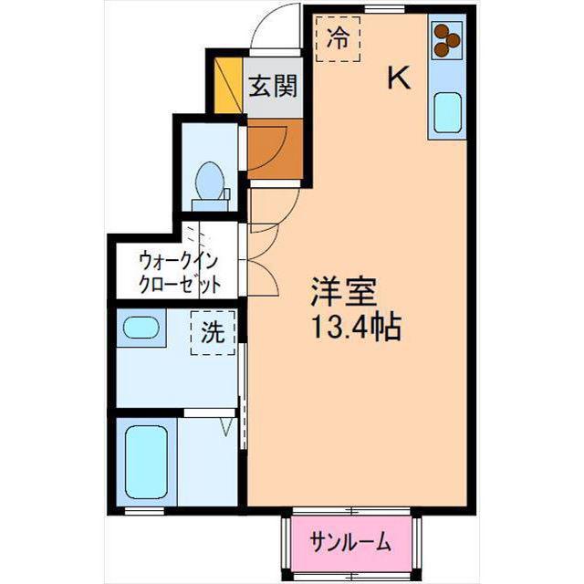 富山地鉄本線 新庄田中駅 徒歩4分 2階建 築3年(ワンルーム/1階)の間取り写真