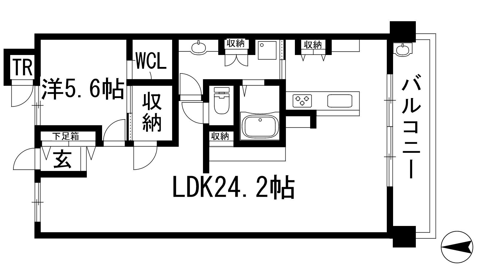 マークスタウン・グランフィーネ川西(1LDK/4階)の間取り写真
