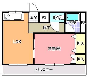 ウィンドレスマンション北葉山(1LDK/3階)の間取り写真