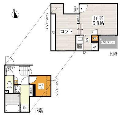 CB鳥栖フェリーチェ(1K/2階)の間取り写真