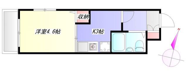 ヘリオス378立川(1K/2階)の間取り写真