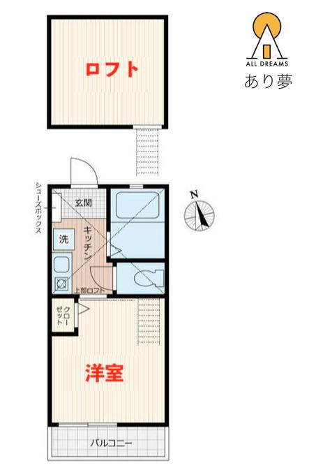 G・Aヒルズ妙蓮寺B棟(1K/2階)の間取り写真