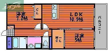 深可ヒュッテ(2LDK/5階)の間取り写真