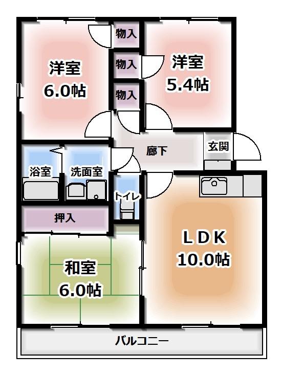 レヂデンスISHII N(3LDK/3階)の間取り写真