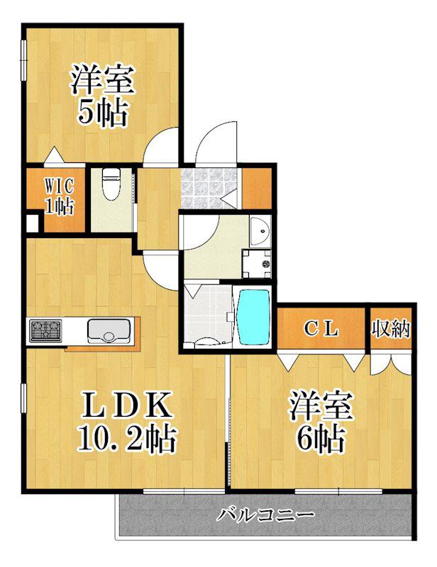 パームツリーハウス(2LDK/2階)の間取り写真