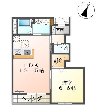 ヴァンベールドゥ西出雲(1LDK/1階)の間取り写真