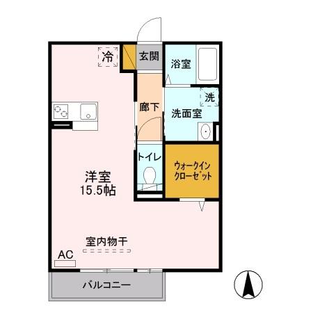 ロジュマン デラッセ(ワンルーム/2階)の間取り写真