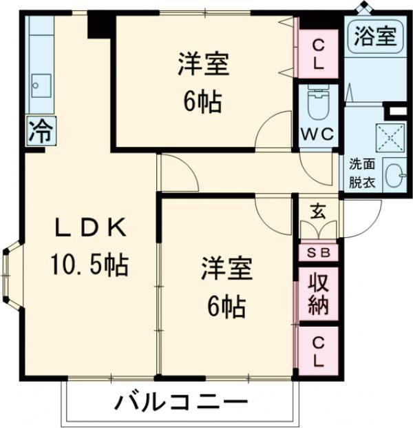 アルティス飯島B(2LDK/1階)の間取り写真
