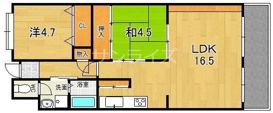 緑橋レックスマンション(2LDK/7階)の間取り写真