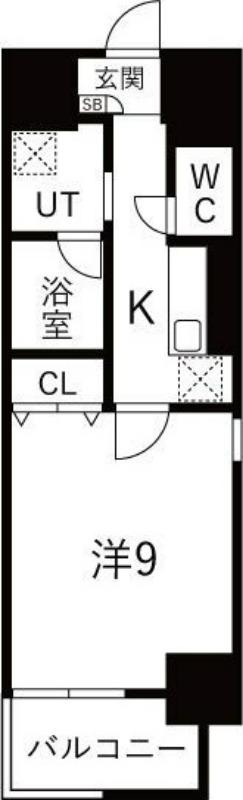 トレヴィ高岳(1K/7階)の間取り写真