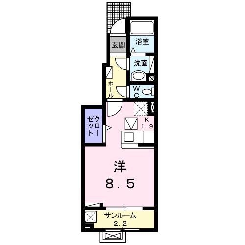 クレストールステージア(ワンルーム/1階)の間取り写真