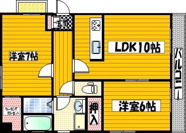 プレステージ・デル・片野(2LDK/9階)の間取り写真