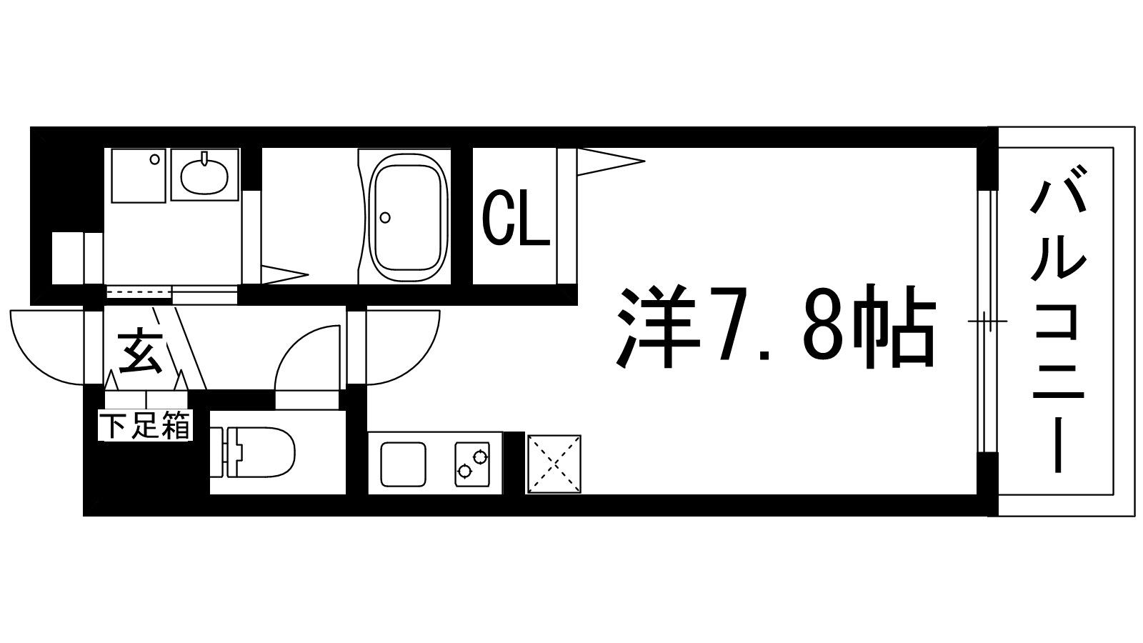 ラポール2(1K/1階)の間取り写真