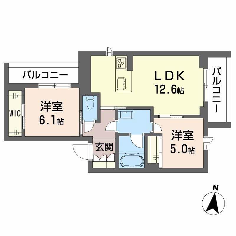 ノルディア野田(2LDK/3階)の間取り写真
