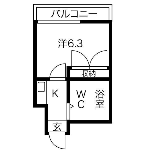 E-STORY小幡(1K/2階)の間取り写真
