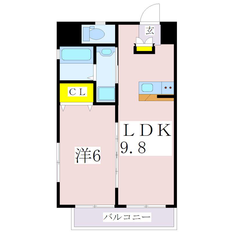シャルマン若松(1LDK/5階)の間取り写真